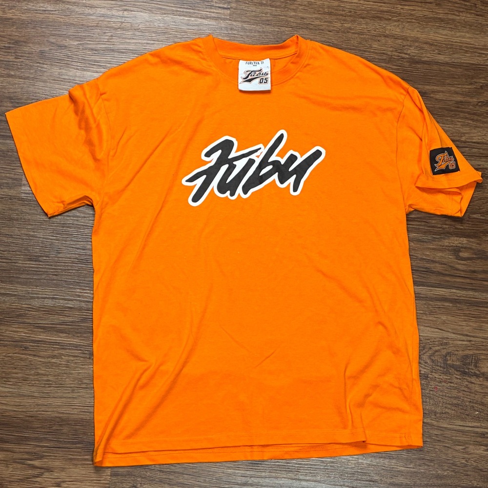 FUBU 05 Forever 21 Men's Orange Graphic T-Shirt Size M Hip Hop Streetwear